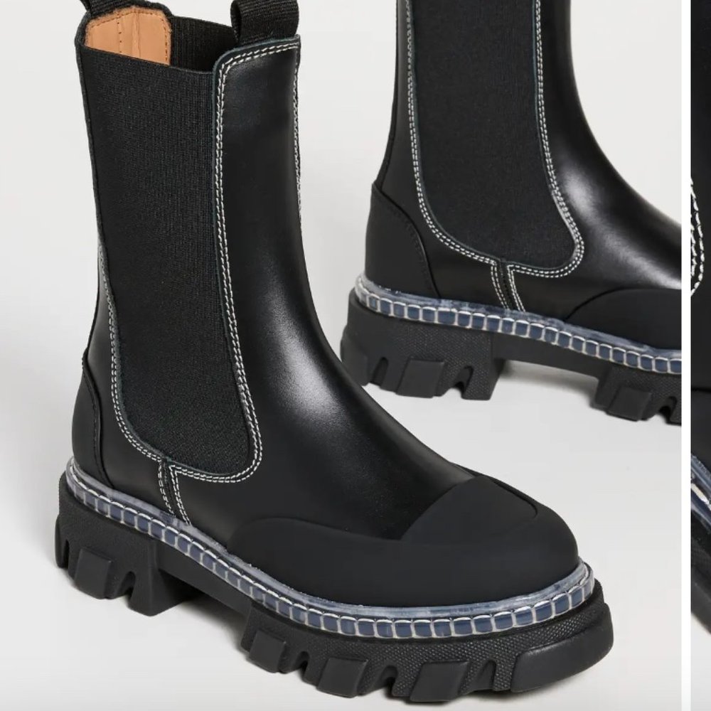 NWT GANNI Cleated Mid Chelsea Boots - size 5 / EU 35